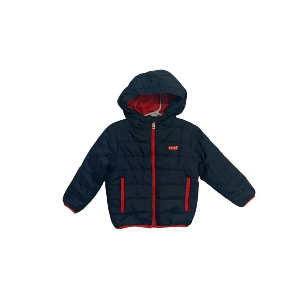Levi's Toddler Boy Navy Blue Logo Puffer Jacket Coat Sz 2T